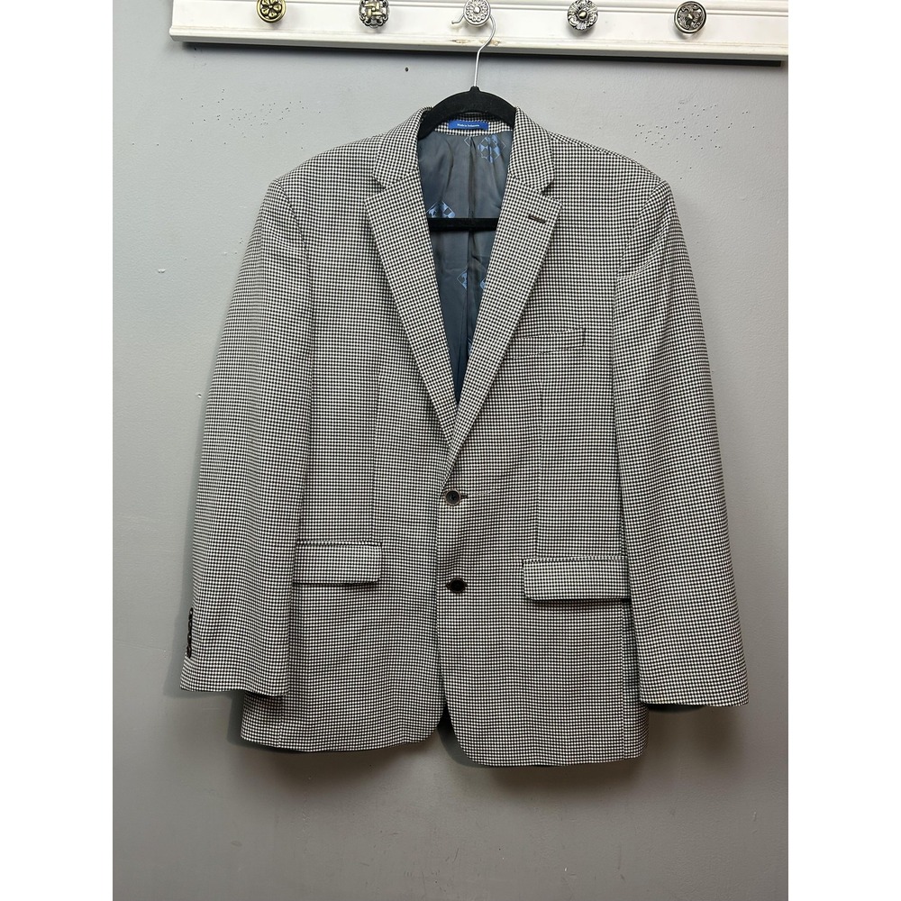 Vince Camuto Sportβ Coat Mens 40R Black White Houndstooth Wool Blend Modern Fit